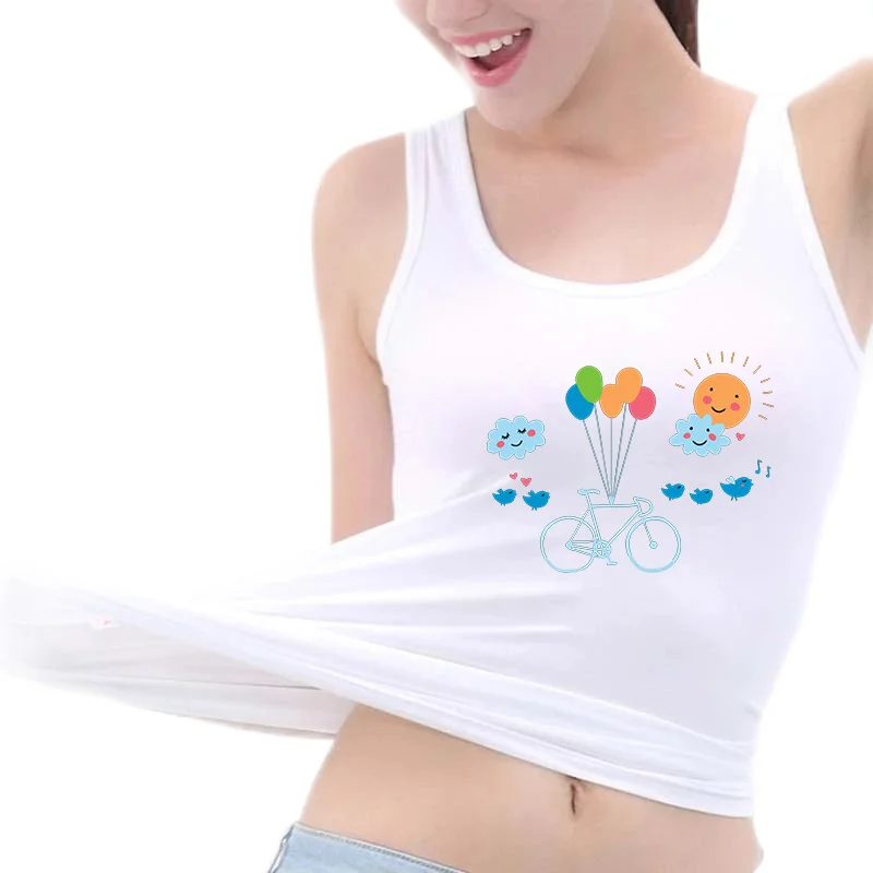A nice day for a ride Design Breathable Slim Fit Tank Tops Girl's Trendy Printing Yoga Sport Training Sleeveless Tee Gym Vest