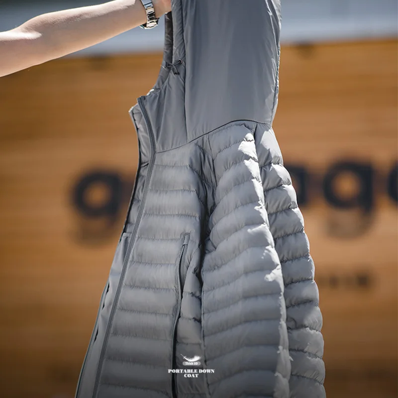 Maden Light Weight Duck Down Jacket hooded Basic Winter Coat for Men Urban Streetwear Thick Warm Outdoor Windproof Puffer Jacket