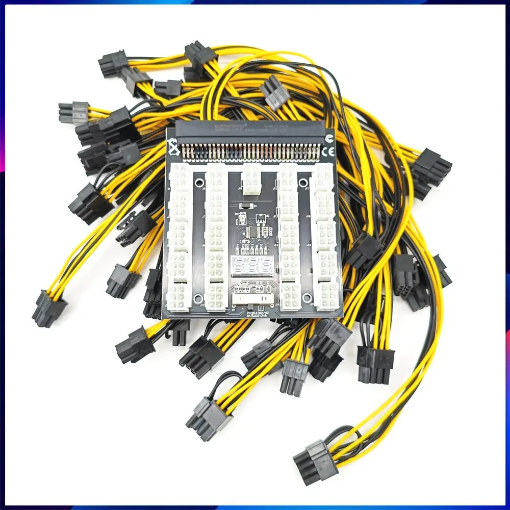 PCI-E 21x 6 Pins Power Module Breakout Board for HP 1200W 750W Server Power Conversion w/21Pcs 20CM 6pin to 6+2PIN Connector