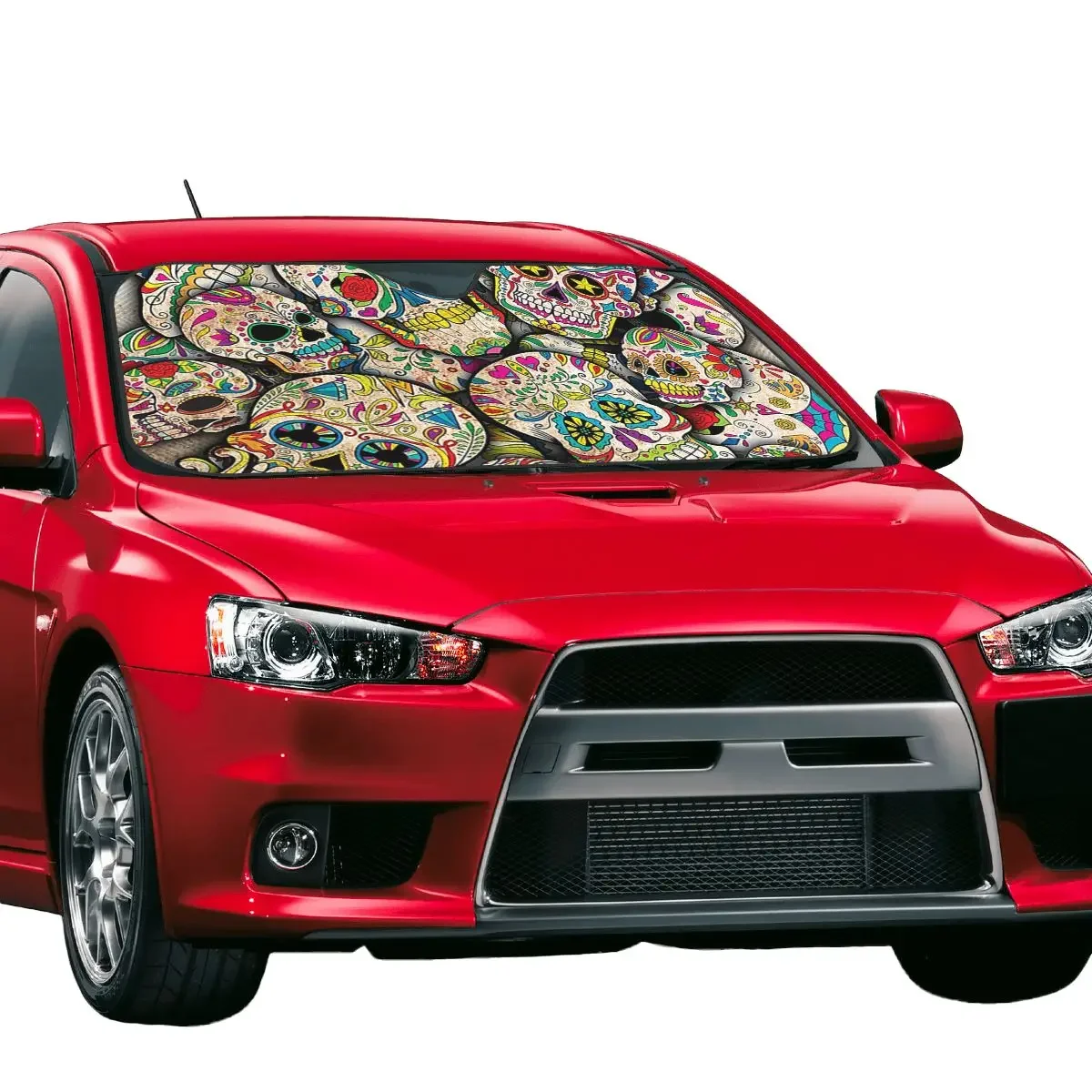 Милый коллаж с изображением сахарного черепа солнцезащитный экран 76x140 см