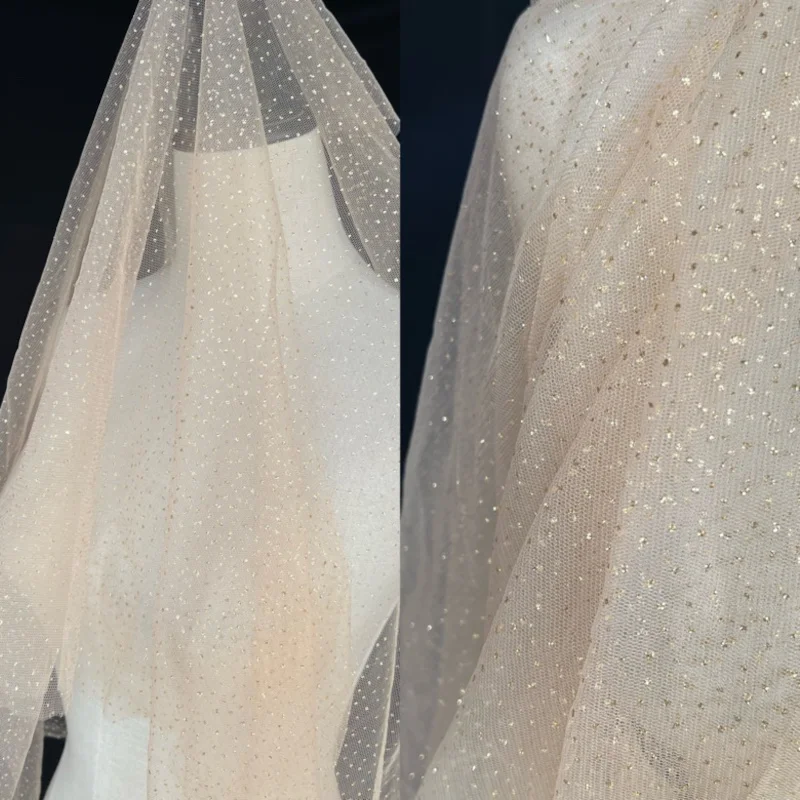 3/5/10m Glitter Tulle Fabric Shiny Mesh Cloth For Wedding Dress Tutu Skirt Decor Black White Pink Red Champagne By the Meter - купить по