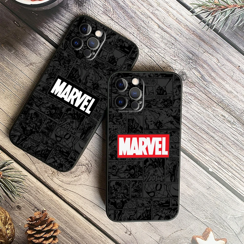 

Avengers Marvel Logo Comics Phone Case For Apple iPhone 14 13 12 Mini 11 XS Pro Max X XR 8 7 6 Plus 5 SE 2020 Black Cover