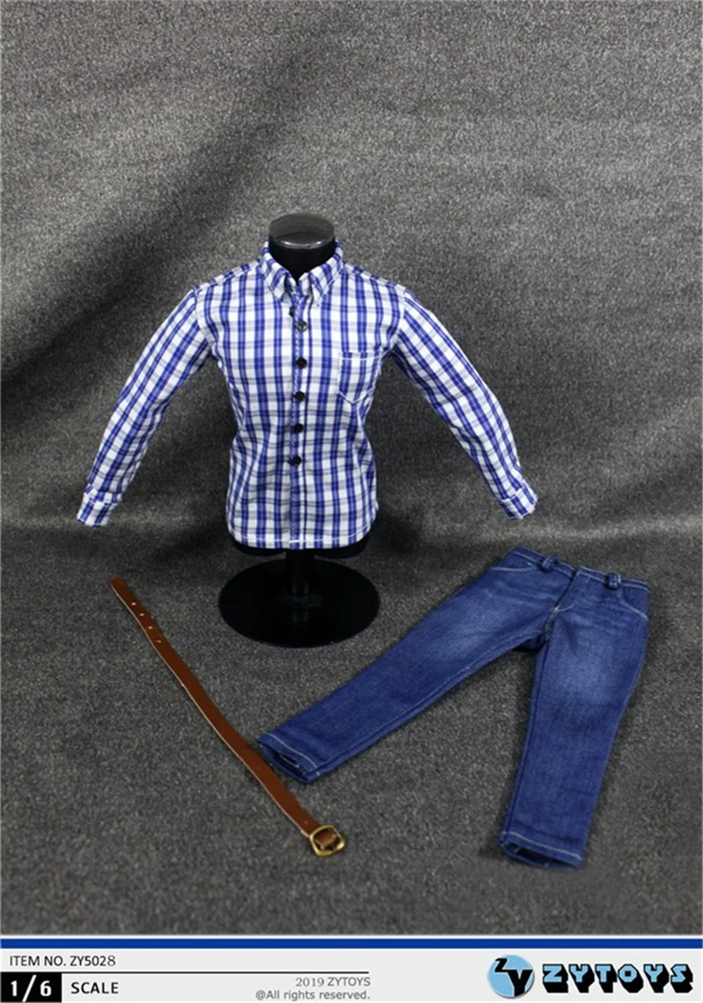 

ZYTOYS ZY5028 1/6th Blue White Checkered Shirt Tops Jeans Pant Model For 12inch Male Soldier Doll Set Accessories