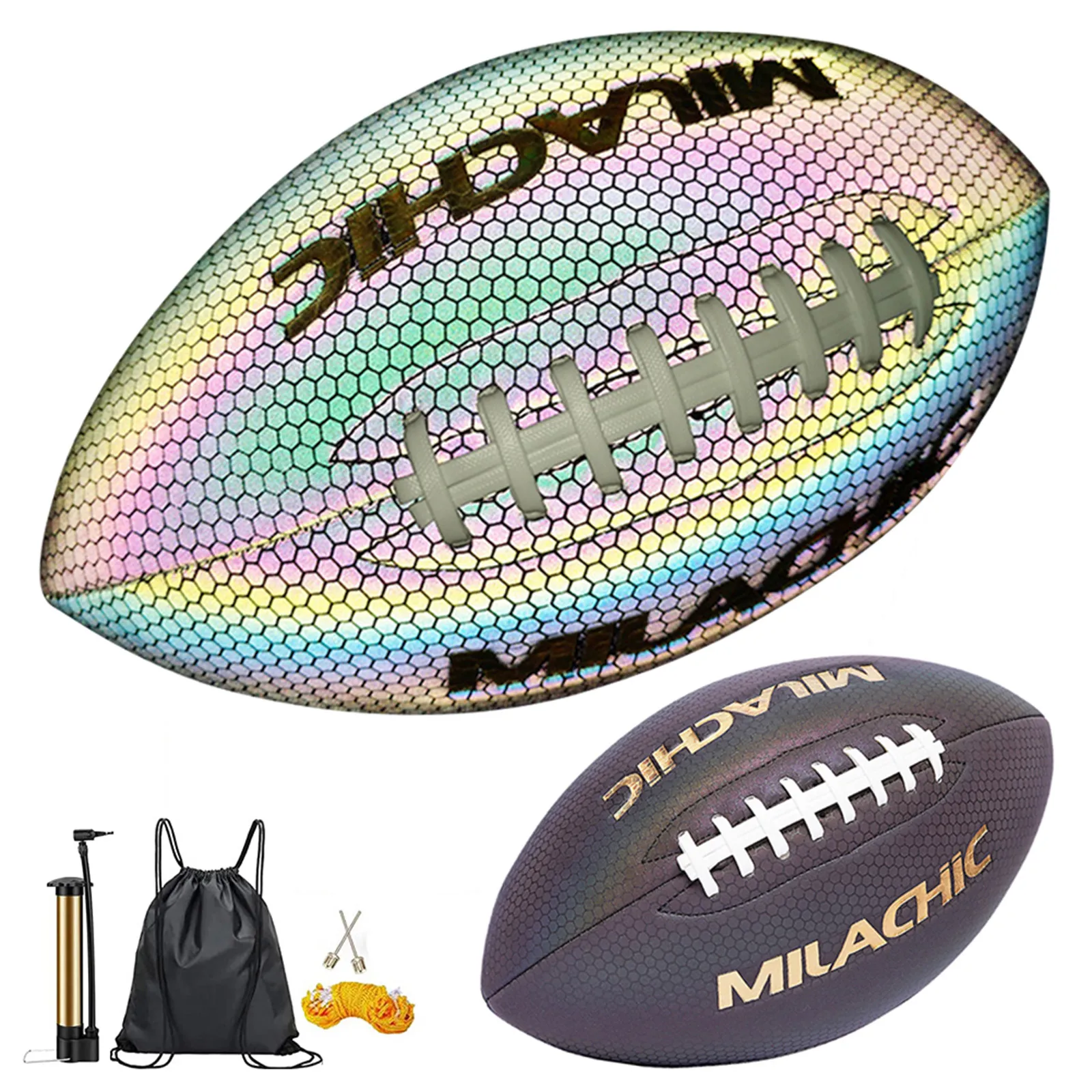 Holographic Football Light Fluorescent Reflective Rugby Standard Game Training Ball Best Gift For Football Lovers