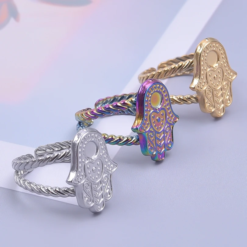 Кольцо с подвеской от сглаза Hasama регулируемое богемное ювелирное изделие Фатима