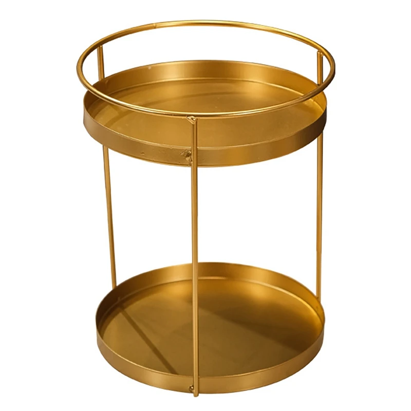 

Gold Metal Makeup Organizer Shelf Storage Basket Round Wire Vanity Organizer Rack for Dresser Bathroom