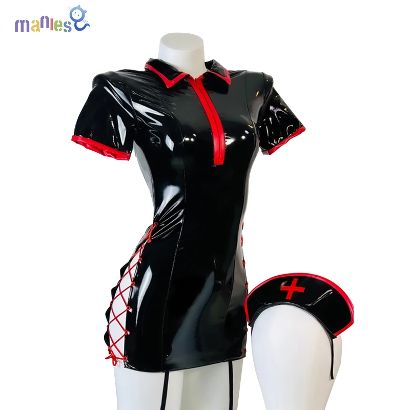 

Manles Power Cosplay Nurse Suit Anime Chainsaw Man Cosplay Power Patent Leather Sexy Uniform Woman Suit Halloween Costume