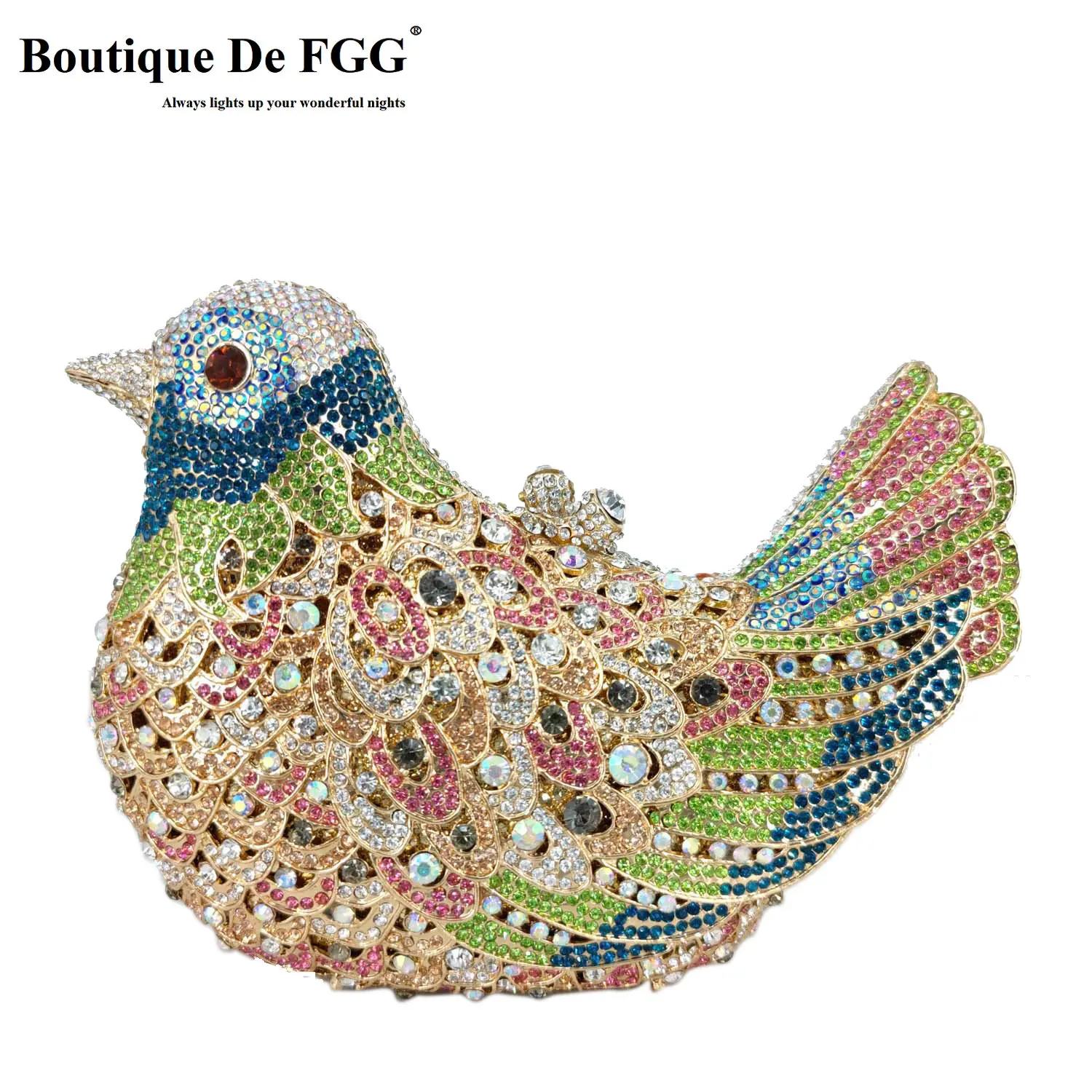Boutique De FGG Bird Crystal Clutch Evening Bags for Women Formal Party Rhinestone Handbags Wedding Bridal Minaudiere Purses