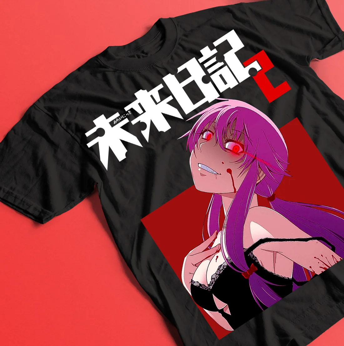 Аниме футболка Mirai Nikki рубашка Yuno Gasai Future Diary манга уайфу