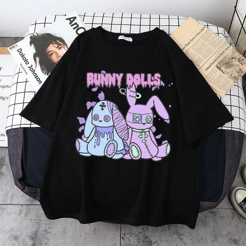 

Cute Cartoon Girls Japanese Anime T Shirt Women Streetwear Tops Harajuku Kawaii Casual Loose Short Sleeve Vintage Summer T-Shirt