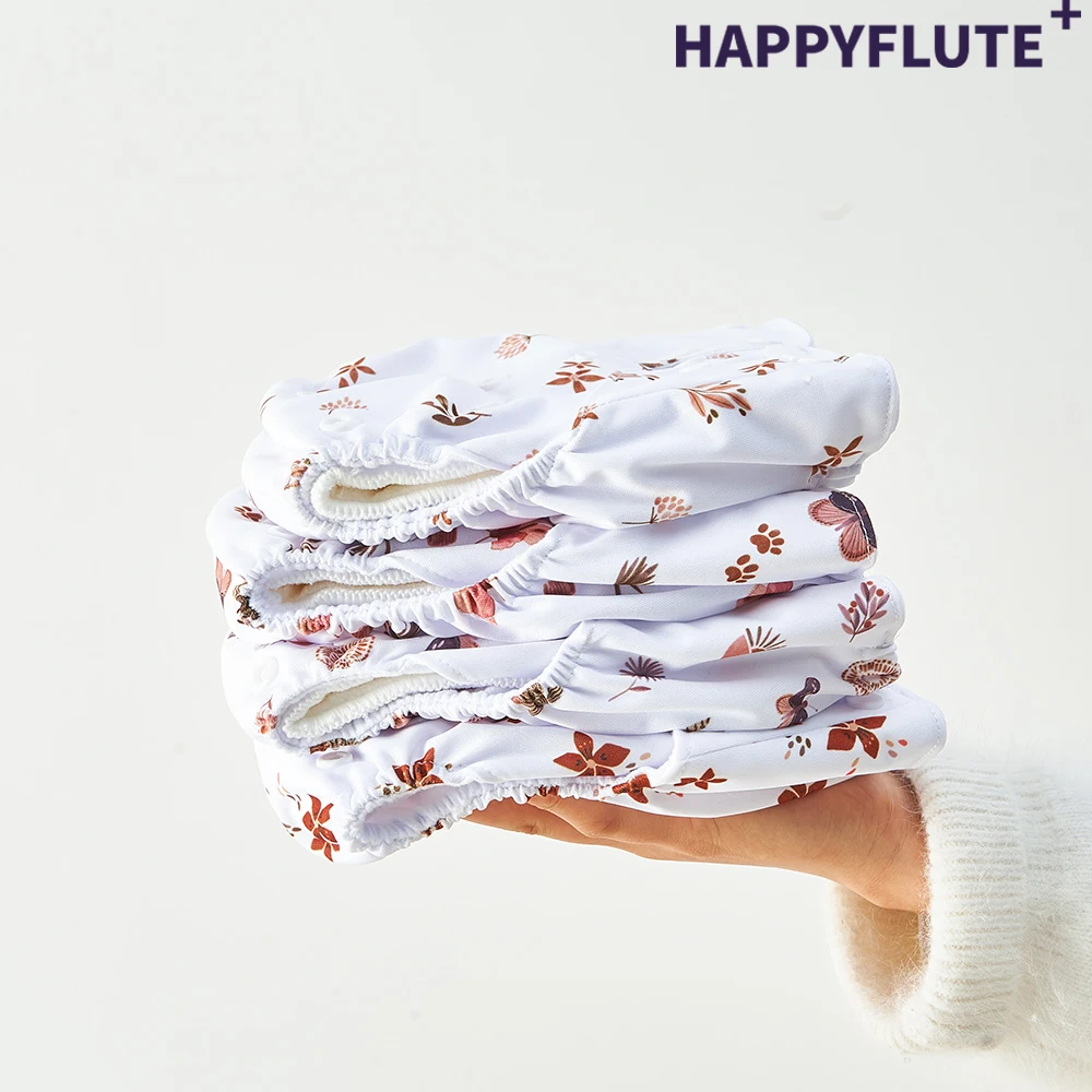 HappyFlute Exclusive 4 PCS Washable&Reusable Ecological Diapers For Baby + 1 PCS Waterproof Bag