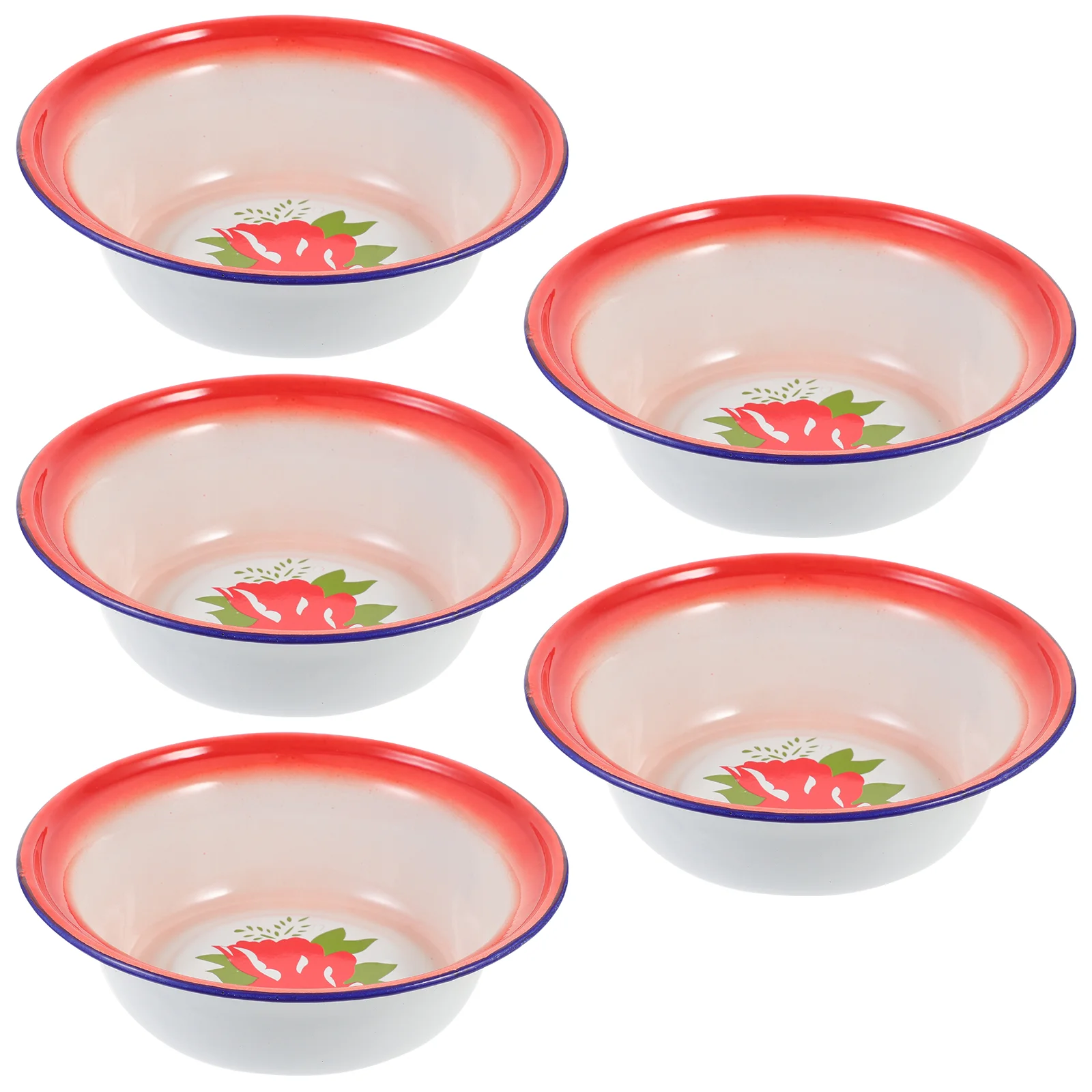 

Flower Pattern Old-style Reusable Serving Vintage Enamel Bowl Mixing Bowl Set Metal Bowl Retro Bowl Enamel Camping Dishes