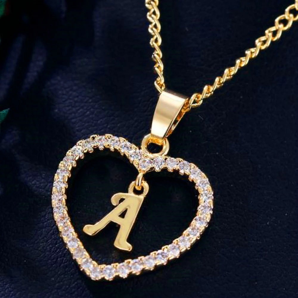 

New Fashion Initial 26 Letter Necklace CZ Jewelry Gold Color Necklace For Woman Pendant Jewelry Gift