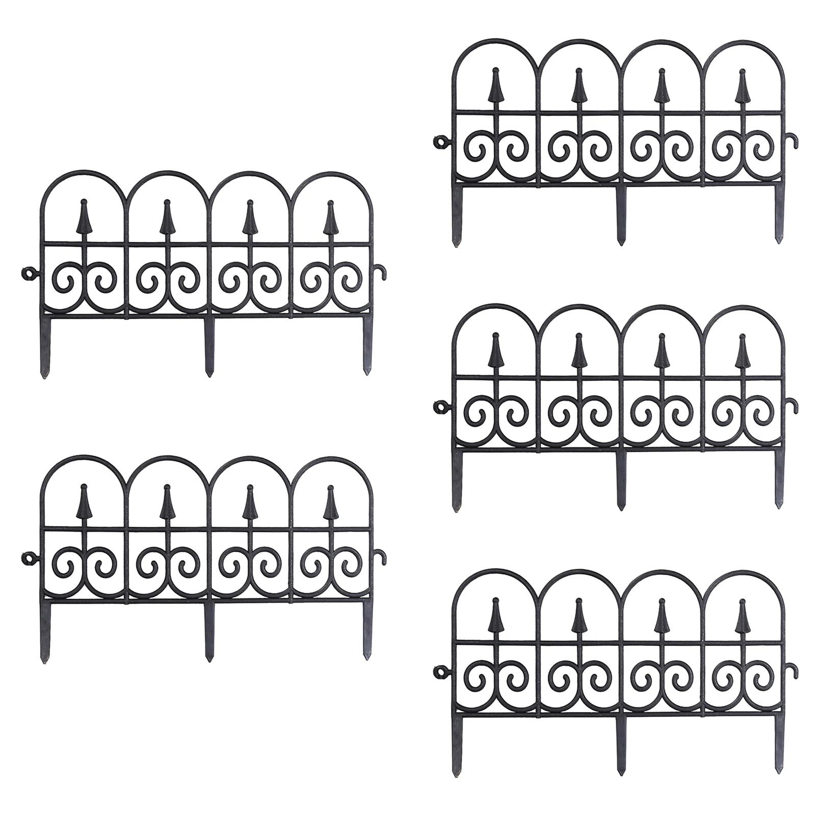 

5Pcs Garden Border Fencing Outdoor Black Landscape Fences Yard Lawn Borders Decor Black / White Wedding Fence Decoration 9.84ft