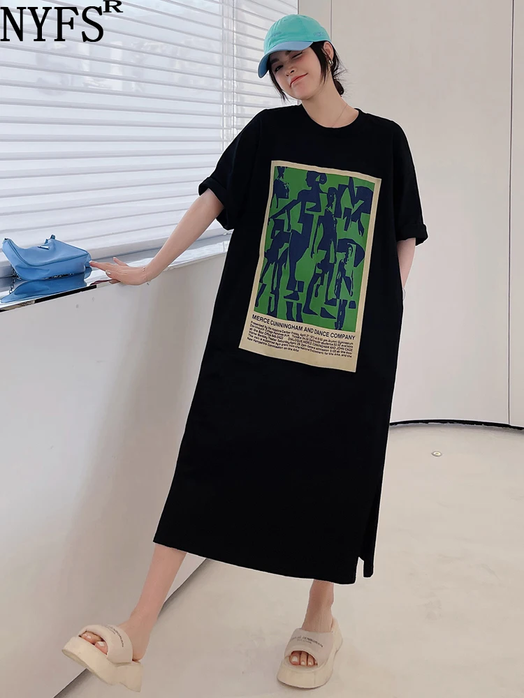 

Женское платье с коротким рукавом NYFS, Свободное длинное платье в Корейском стиле, лето 2023