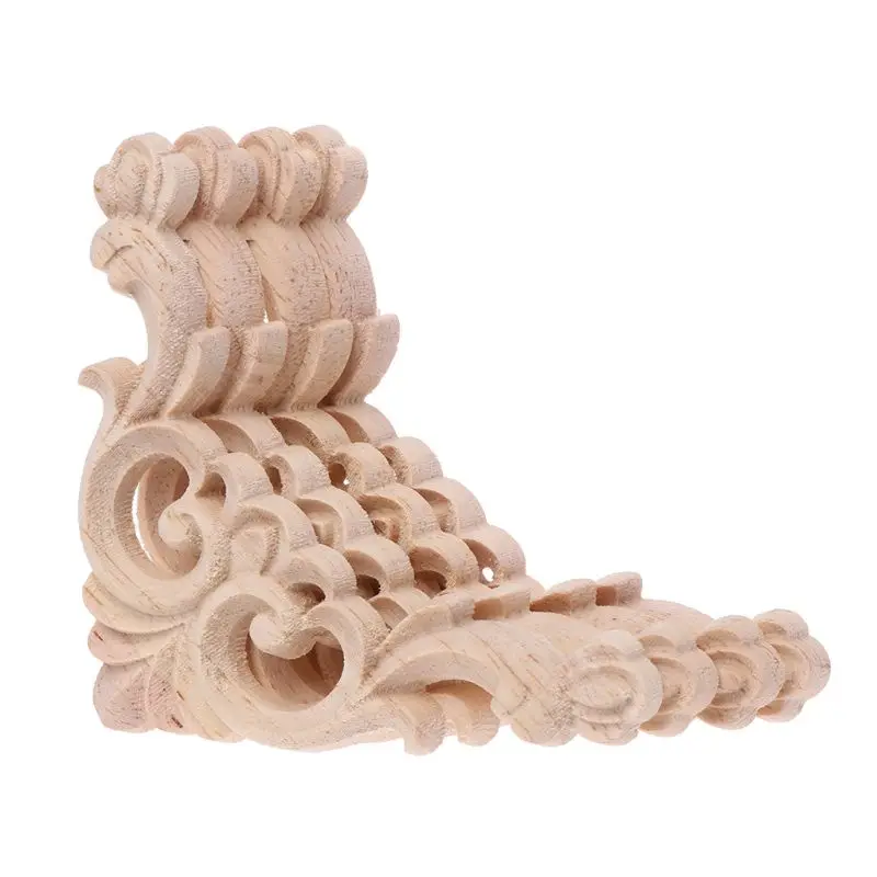 

4pcs/set Wood Carved Corner Onlay Applique Unpainted Frame Cupboard Cabinet Deca