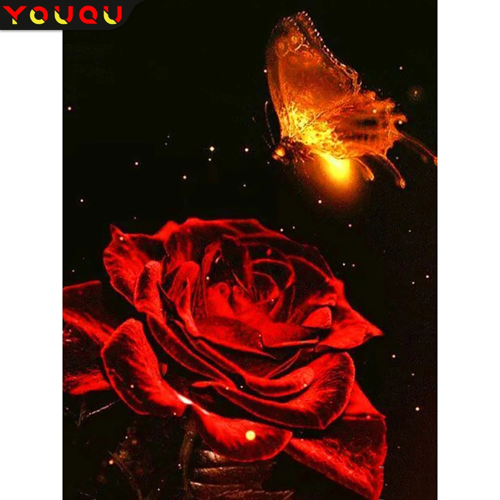 

Rose Butterfly 5D DIY Full Drill Diamond Painting Flower Diamond Embroidery Cross Stitch Mosaic Wall Decor