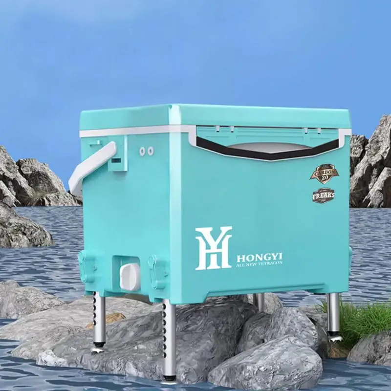 

20 л рыболовный охладитель, утолщенная изоляционная рыболовная коробка с подъемной ножкой, охлаждающая коробка, свежие охладители для кемпинга, пикников