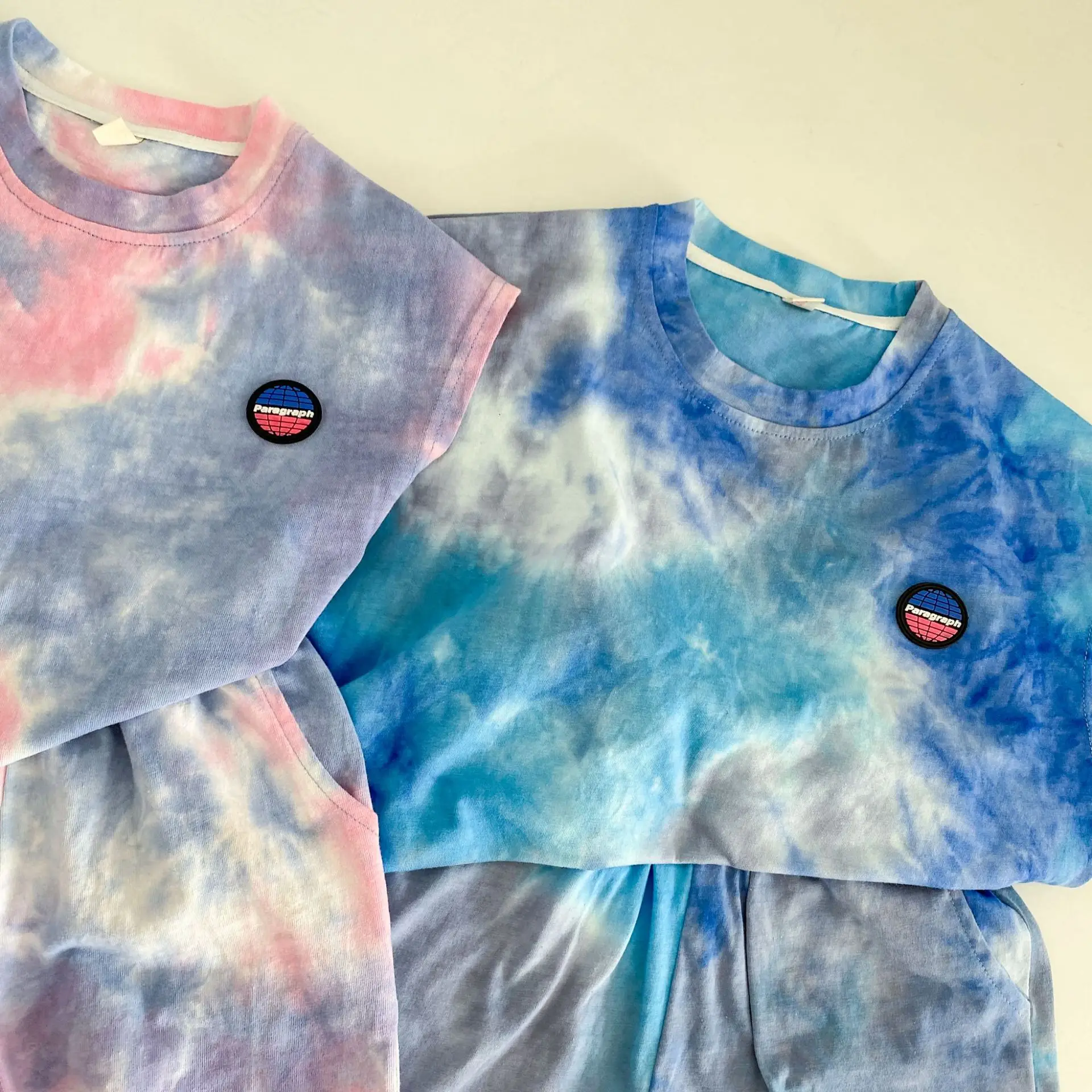 Summer Children Baby Boys Girls Clothes Outfits Sets Pullover Tie Dye Loose T-Shirt Shorts Suits Baby Sports Clothing Set