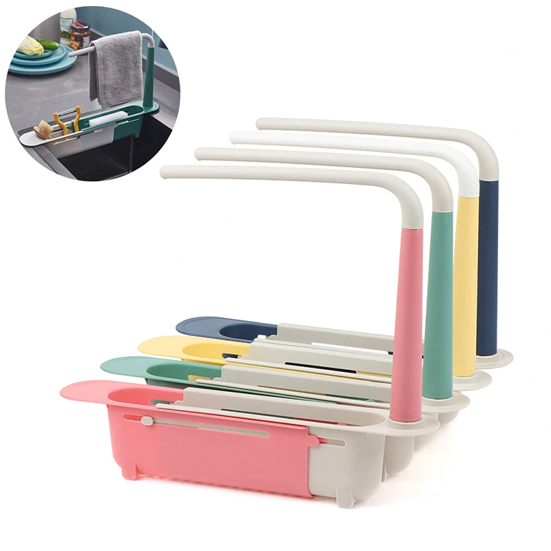 

1pc Sink Retractable Storage Rack Draining Basket Dish Towel Storage Rack Kitchen Gadgets Accessories Tool