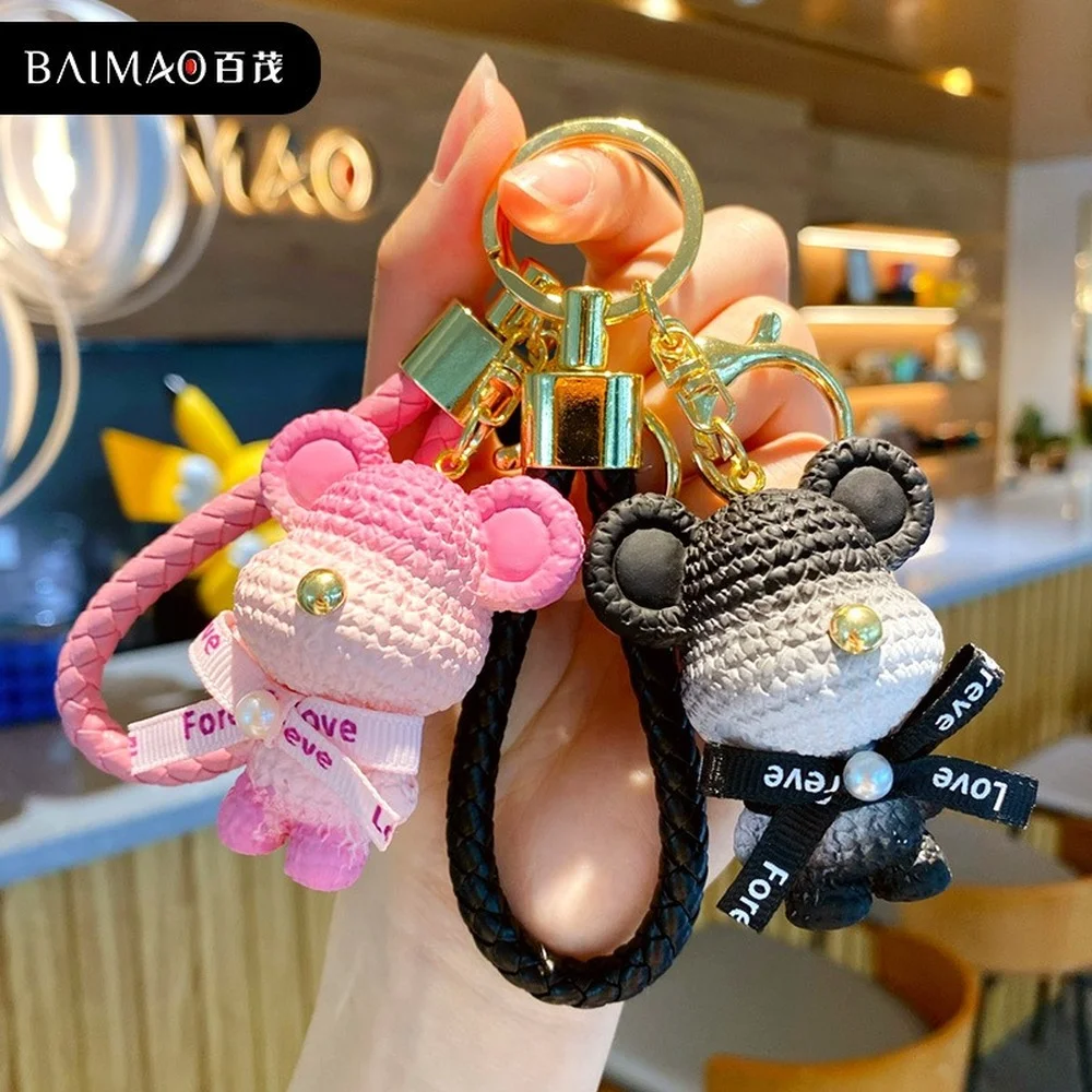 

Креативный мультяшный большой медведь из смолы градиентный цвет милая кукла брелок Модный изысканный автомобильный брелок парная сумка ма...
