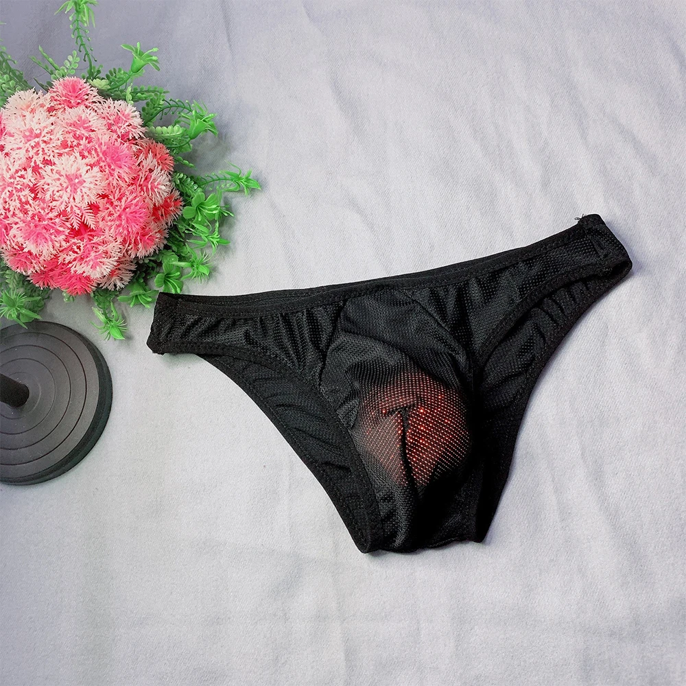

Transparent Mesh Briefs Gay Sissy See Through Erotic Lingerie Soft Comfortable Printed Panties Gay Man Bulge Pouch Underpants