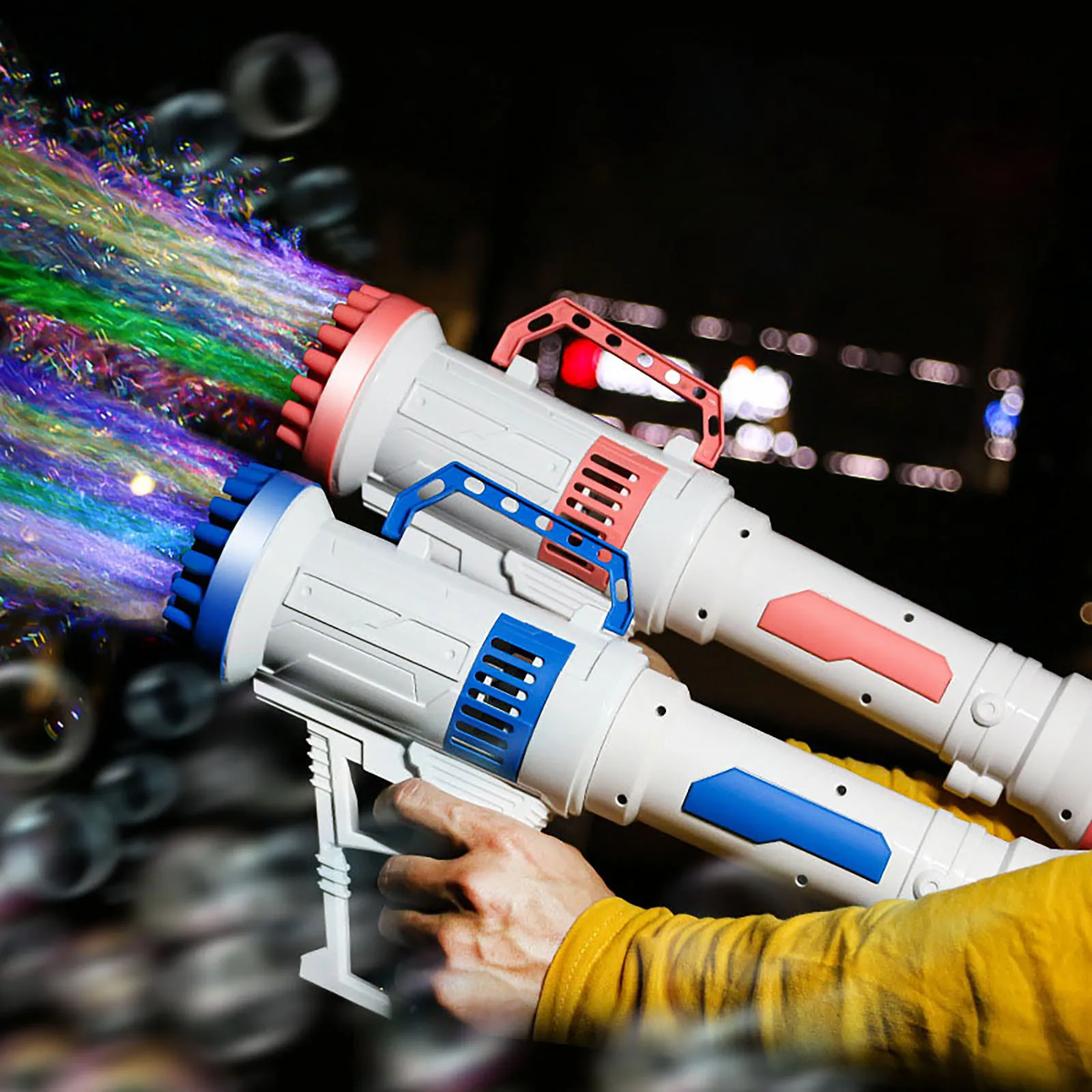 

42 Hole Gatling Bubble Machine for Children Automatic Bazooka Bubble Gun with Light Electric Soap Bubble Maker Toys For Kids