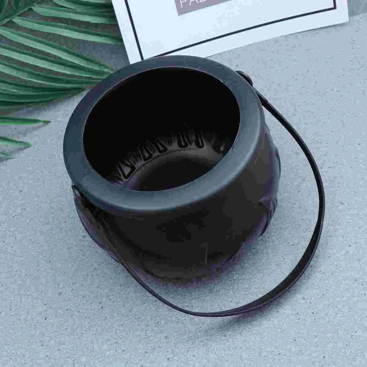 

Candy Cauldron Halloween Bucket Witch Basket Plastic Treat Trick Pumpkin Holder Black Pot Bowl Kettle or Goodie Photo Costume