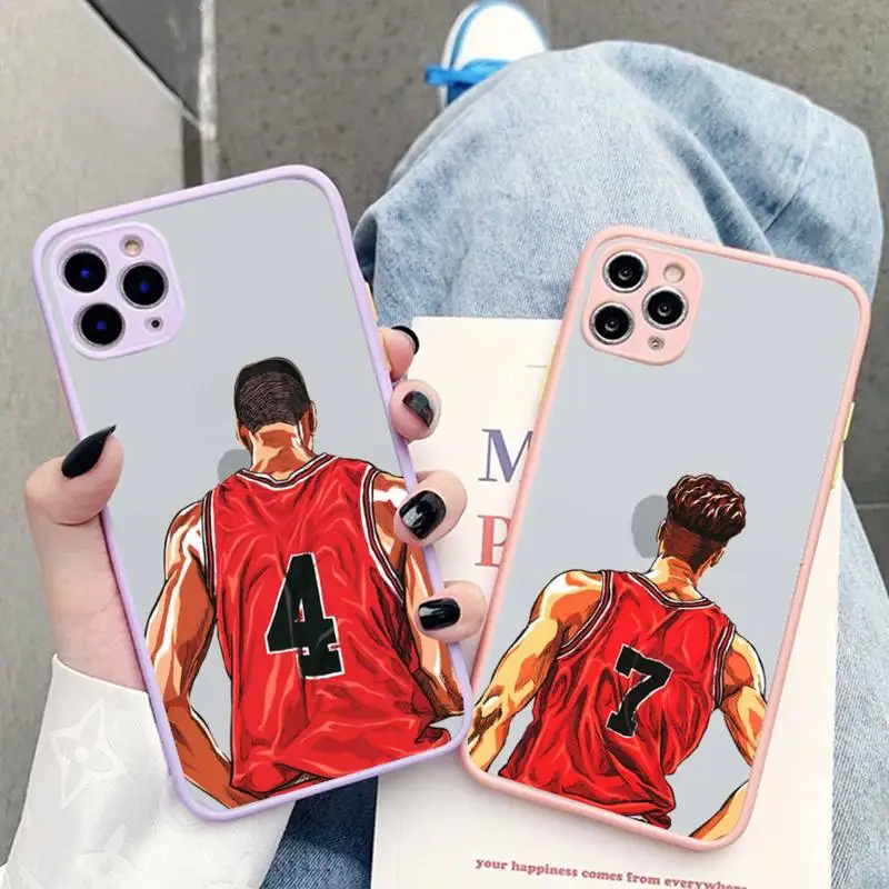 

Cute Cartoon Slam Dunk Phone Case for iPhone X XR XS 7 8 Plus 11 12 13 pro MAX 13mini Translucent Matte Case