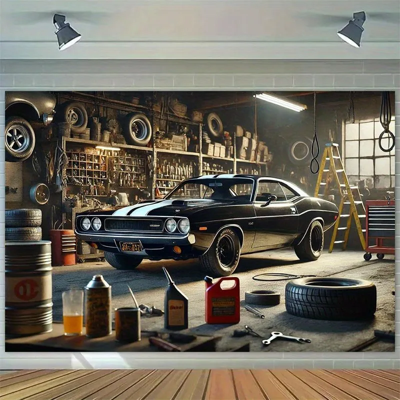 

Винтажный гобелен Muscle Car Garage