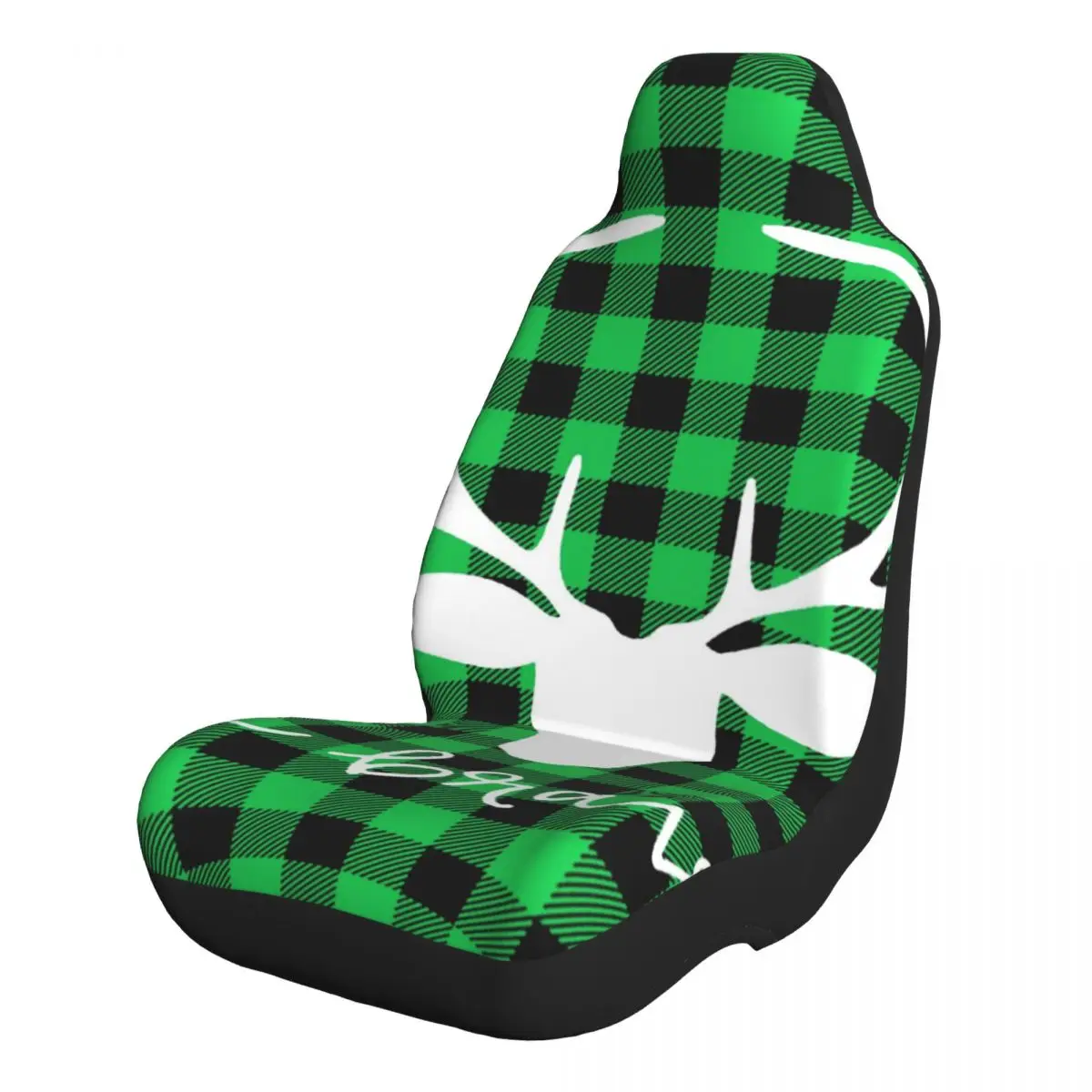 

Black Green Plaid Moose Universal Car Seat Covers Front Seats Protectors Cover for Truck Van SUV Seat Protecto Accessories