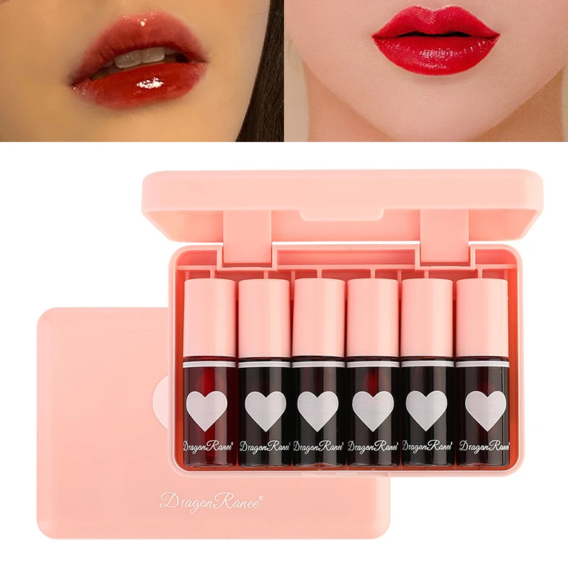 

6pcs/set Lip Glaze Mirror Lip Gloss Waterproof Nonstick Cup Lip Gloss Makeup Tint Dyeing Liquid Lipstick Makeup maquillaje LPS#
