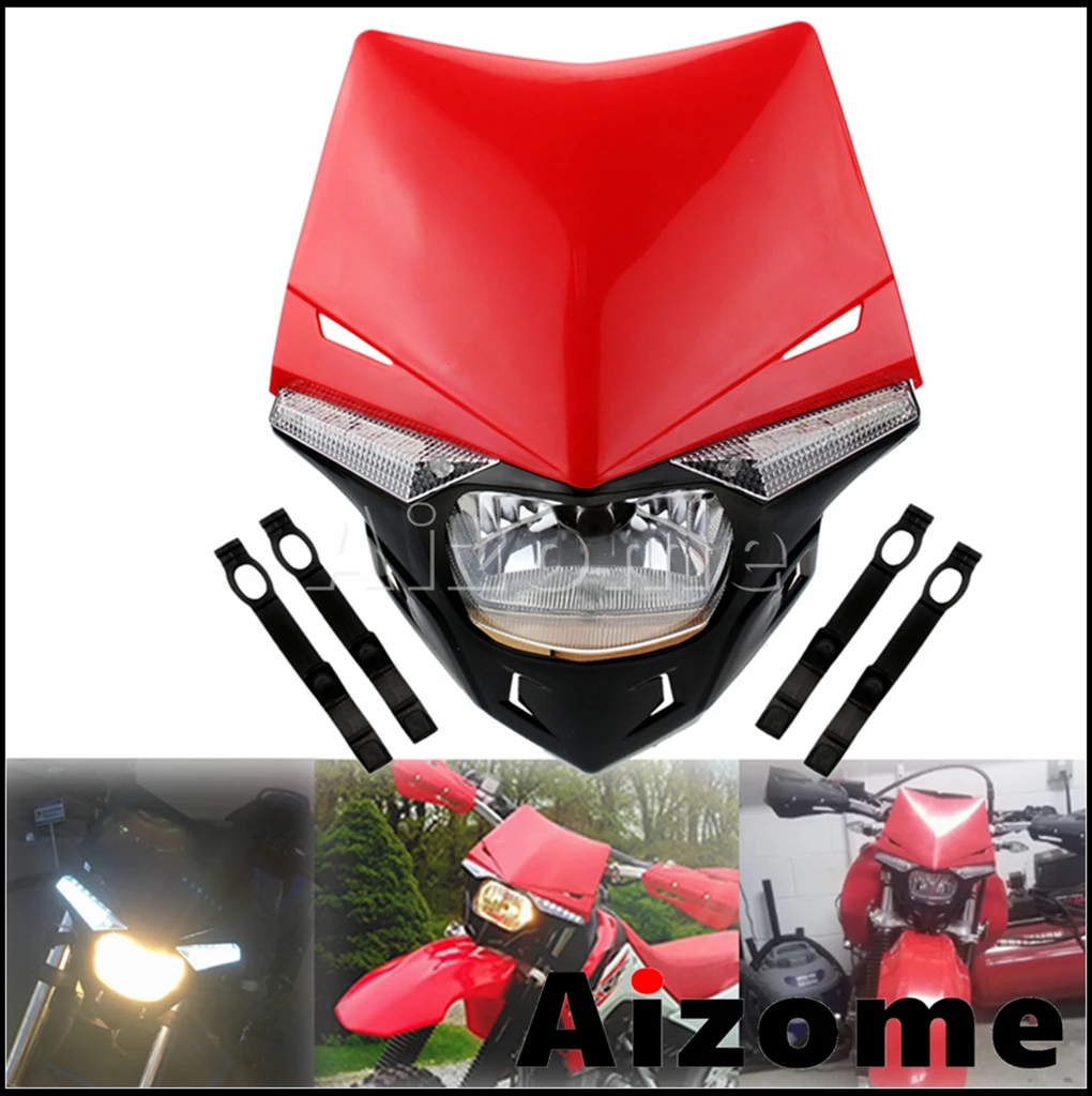 

Передняя фара для мотокросса, светодиодный головной фонарь для мотоцикла Honda CRF 230F 230L 250R 250X 450R 450X XR250 650 красный