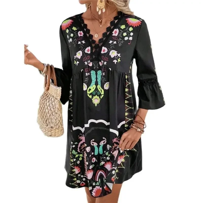 Женское платье с винтажным принтом