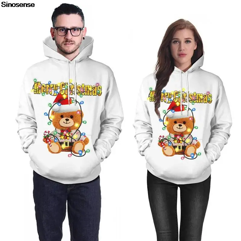 

Осенне-зимний Уродливый Рождественский свитер для мужчин и женщин, джемпер с 3D рождественским принтом медведя, топы, пуловер, свитшот для праздника