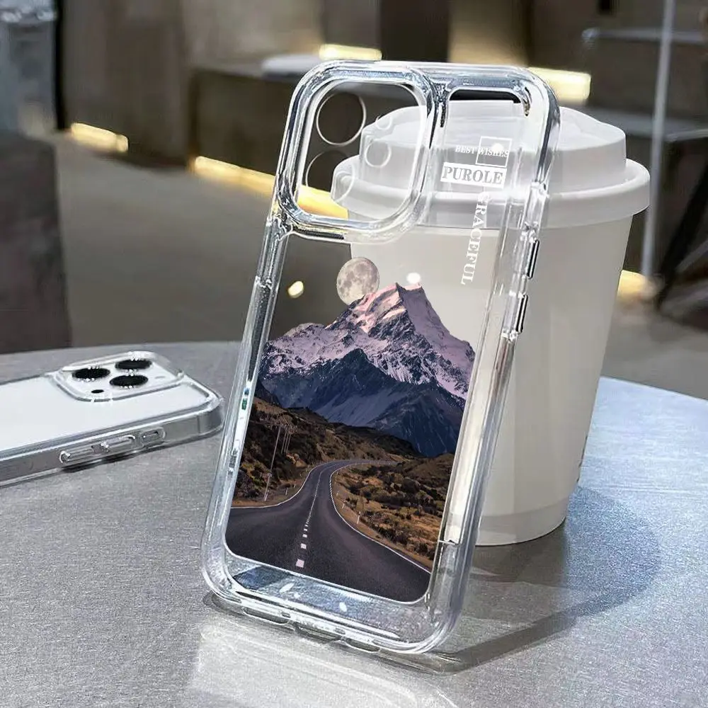 

Road Snow Mountain is suitable for iPhone 11promax phone case 14pro all-inclusive 11 minimalist 13 premium 12 transparent case