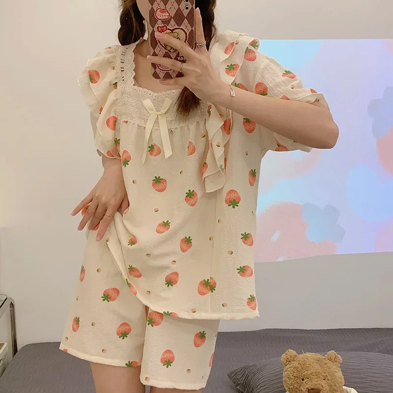 Новый летний женский пижамный комплект в корейском стиле милая принцесса с
