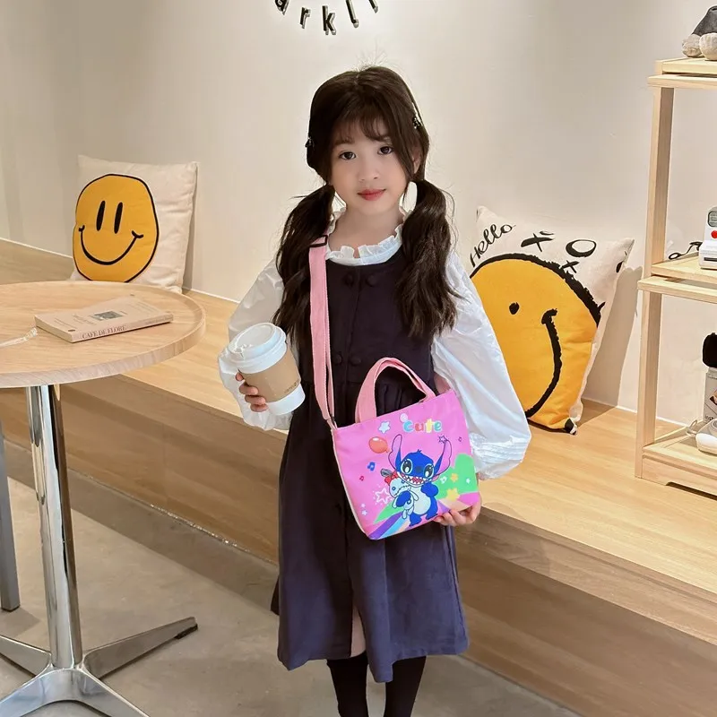 Kawaii Stitch сумка через плечо Disney аксессуары для хранения Messenger Lilo рюкзак холщовая