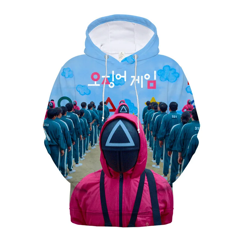 

Squid Game Surrounding Hooded Sweater Oversized hoodie 3D Digital Printing Hooded Sweater Cross-border Kawaii Kids Tops Hip Hop