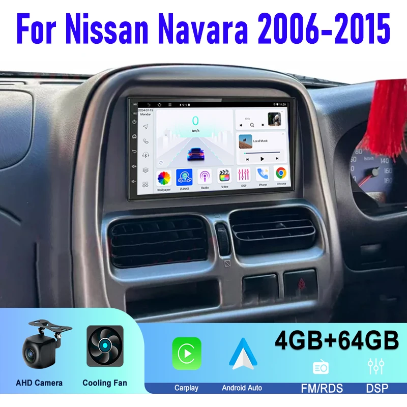 

Беспроводной Carplay Android13 Auto 7 дюймов для Nissan Navara 2006-2015, автомобильная стереосистема, головное устройство, интеллектуальная система, GPS Navi 4 + 64 ГБ
