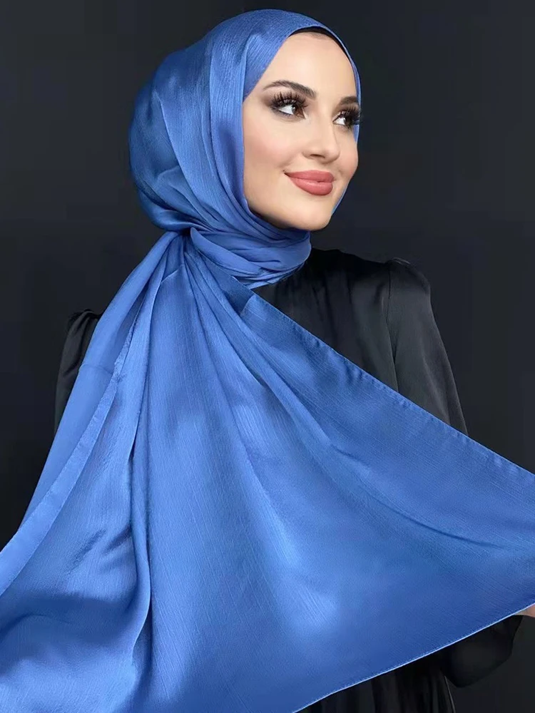 Muslim Abaya Silk Head Scarf Hijab Abayas Satin Long Shawl Hijabs For Woman Jersey Islamic Dress Women Turbans Instant Turban