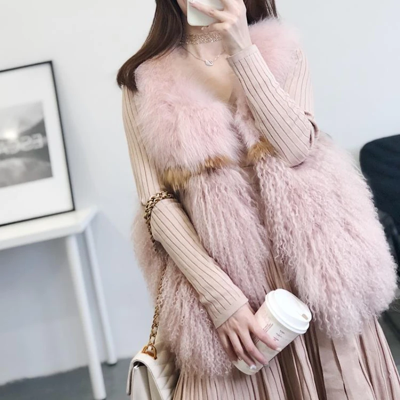 

Woman New Fashion Faux Fur Vest Female Fake Fox Fluffy Short Fur Jacket Thickening vests Ladies Fuzzy Coat Outerwear Vests G182