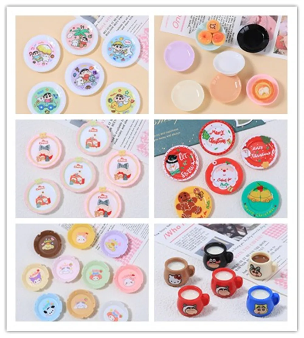 100 шт. милые рождественские тарелки Sanrio кофейные чашки кабошон из смолы с плоской