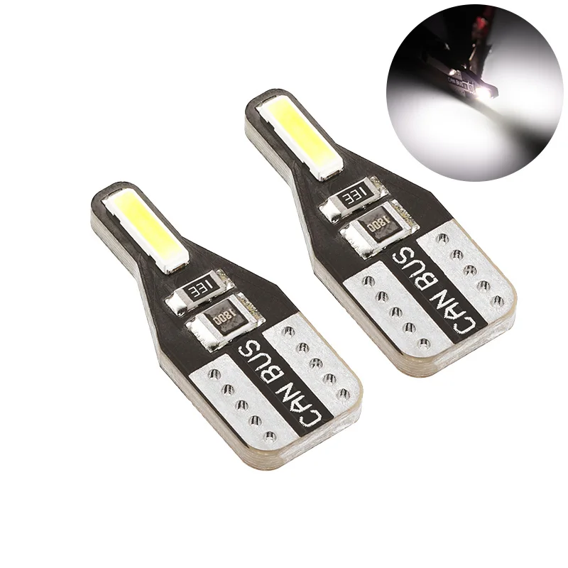 

2Pcs LED W5W T10 7020 2SMD Led Parking Bulb Canbus White Auto Interior Wedge Dome Reading Lamp License Plate Clearance Light