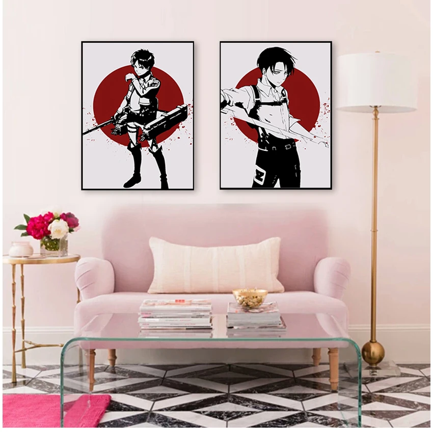 

Художественная живопись на холсте Детские картины настенные картины атака на Титанов Эрен джагер Леви Аккерман аниме плакаты и принты стен...