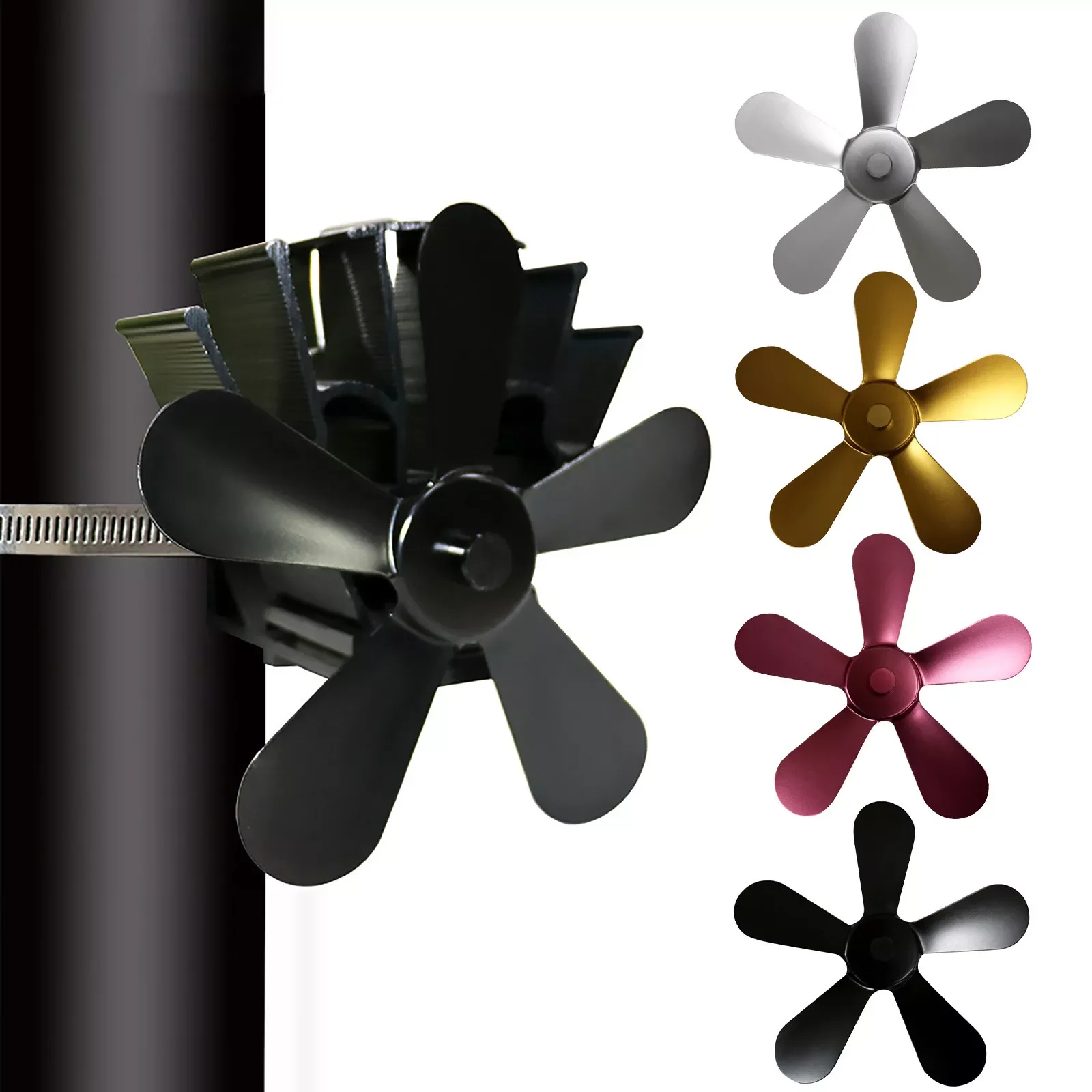 

5 лопастей вентилятора для дровяной плиты, нагревательный Пропеллер для деревянной горелки, аксессуары, эффективное распределение тепла