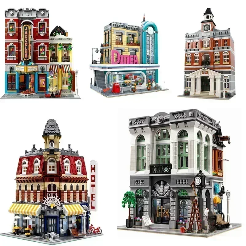 Creatoring Expert Pet Book Shop Town Hall Downtown Diner Model Moc Модульные строительные блоки Кирпич Банк
