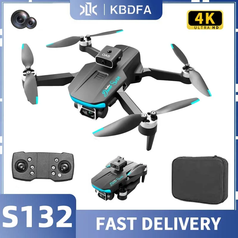 

KBDFA New S132 Drone 8K HD Dual Camera GPS Obstacle Avoidance Brushless Motor RC Helicopter Professional Foldable Quadcopter Toy