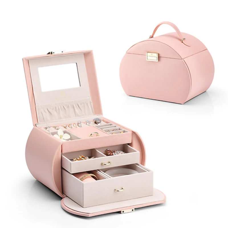 Multi-Layer Large Capacity Handbag Jewelry Box Necklace Earrings Ring Storage Box Jewelry Display Casket Jewelry Organizer Gift