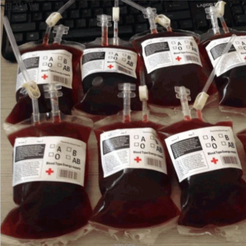 

5X Vampire Diaries Props Reusable Blood Drink Bag Pouch Cosplay Figure Creative Gift +1pcs 10ml Syringe Grade Factory Price